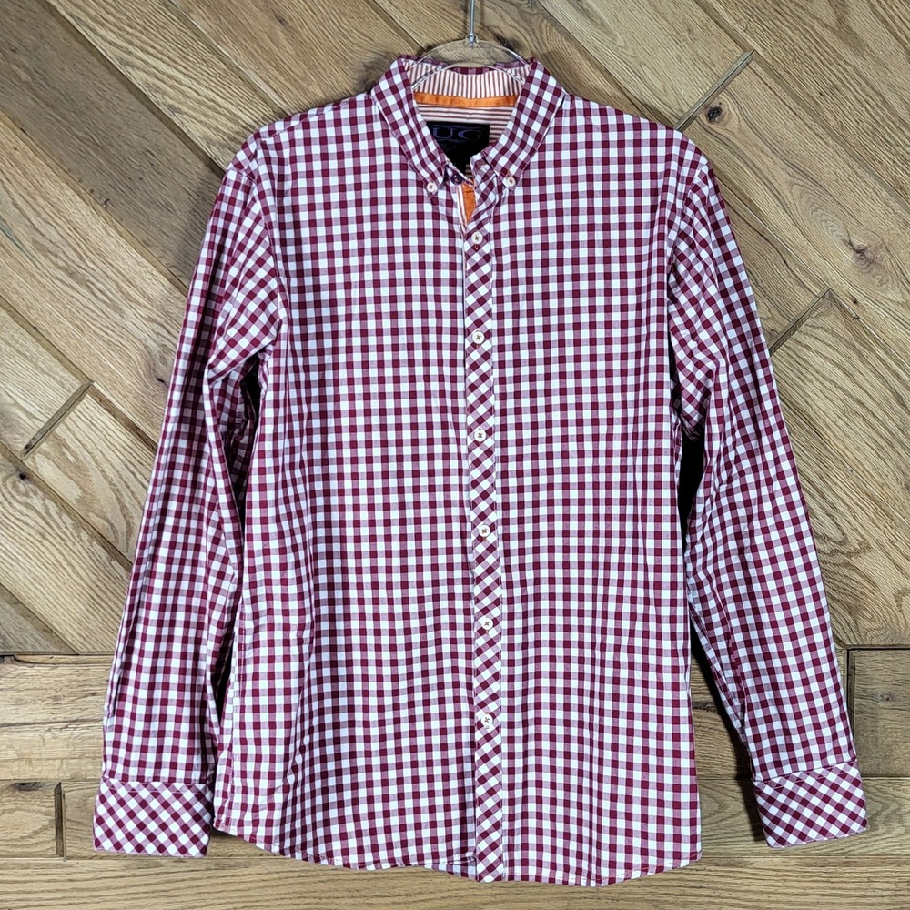 UG Purple Label Mens Gingham Check Long Sleeve Button-Down Shirt Size M